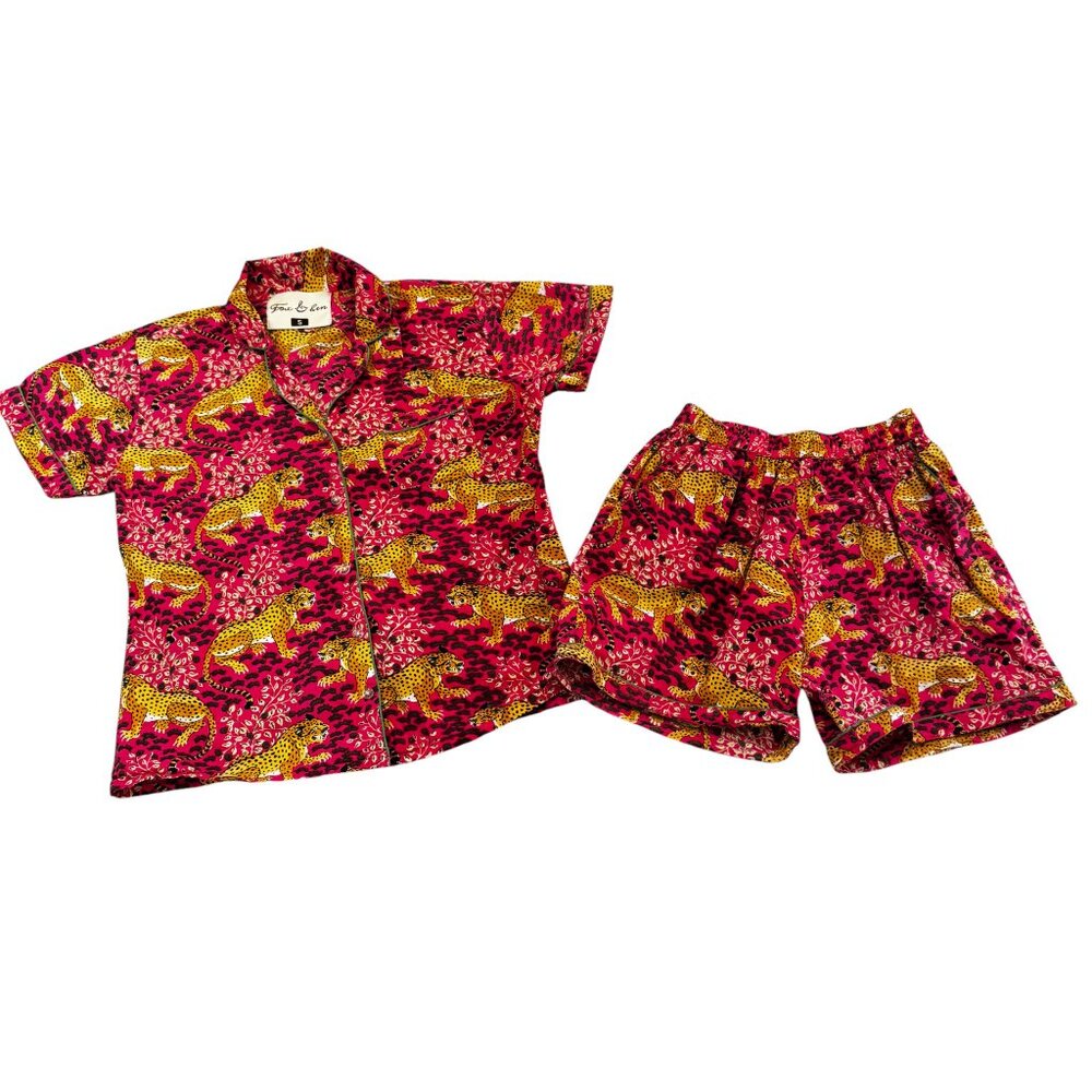 So cute! Fox & Hen Pink Leopard Print Pajamas Set Size Small